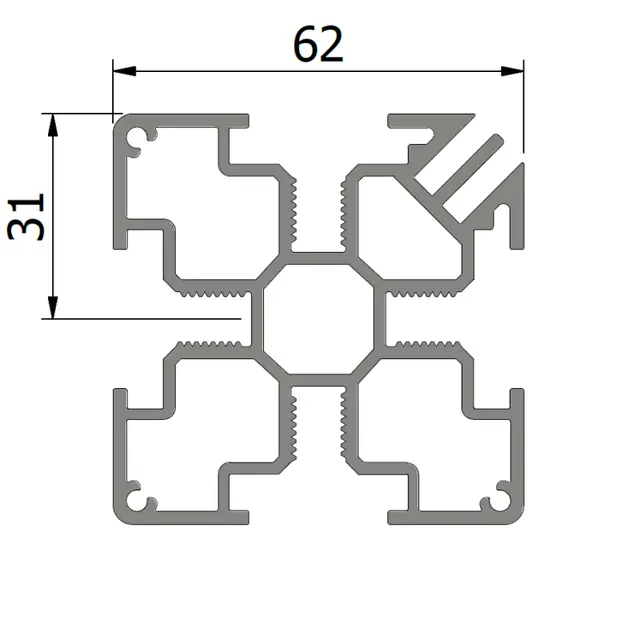 beMatrix Textile Square62 | 0992 mm | 4 Thread Slots | GREY