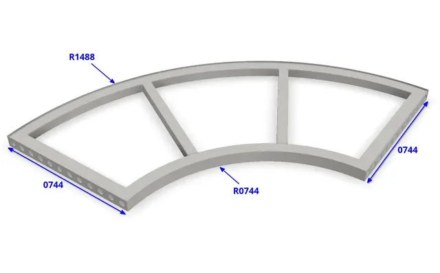 beMatrix b62 | Pie Frame | 1488 x 1488 mm, inside curve R0744