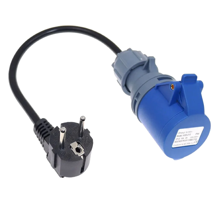 1-Phase Cable | Schuko M to 16A Blue F | Short