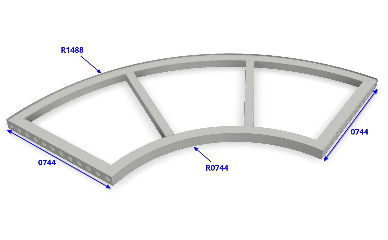 beMatrix b62 | Pie Frame | 1488 x 1488 mm, inside curve R0744
