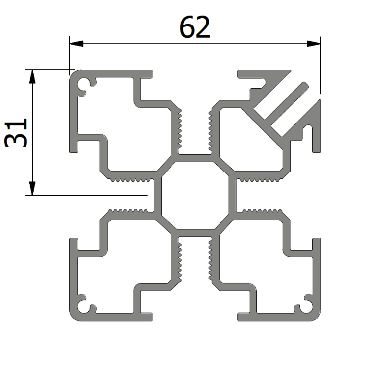 beMatrix Textile Square62 | 1488 mm | 4 Thread Slots | BLACK