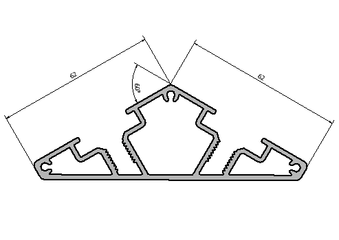 beMatrix b62 | Corner post 60° | 2480 mm | 2 Thread Slots