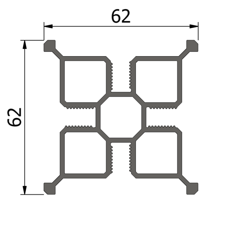 beMatrix Panel Square 62 | 1488 | 4 Thread Slots | Grey | Velcro