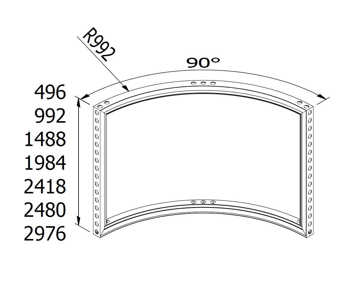 beMatrix B62 | curved frame | 90 degree, R0992 x 2480 mm