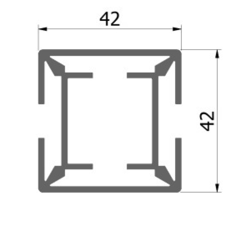 beMatrix Square42 | 0992 mm | Profile Support 2 SIDES SLOTS RAW