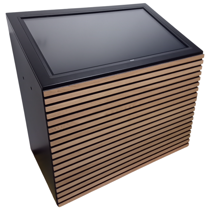 Touchtable | Stand with Cupboard | Black with Wood On Wall