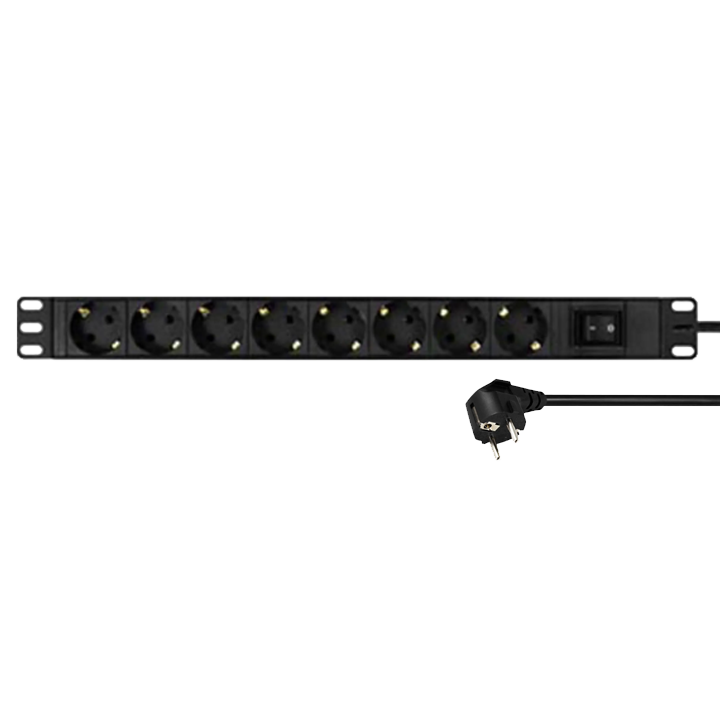 230V Cable | 9-way outlet, rackmount, with switch | 3m
