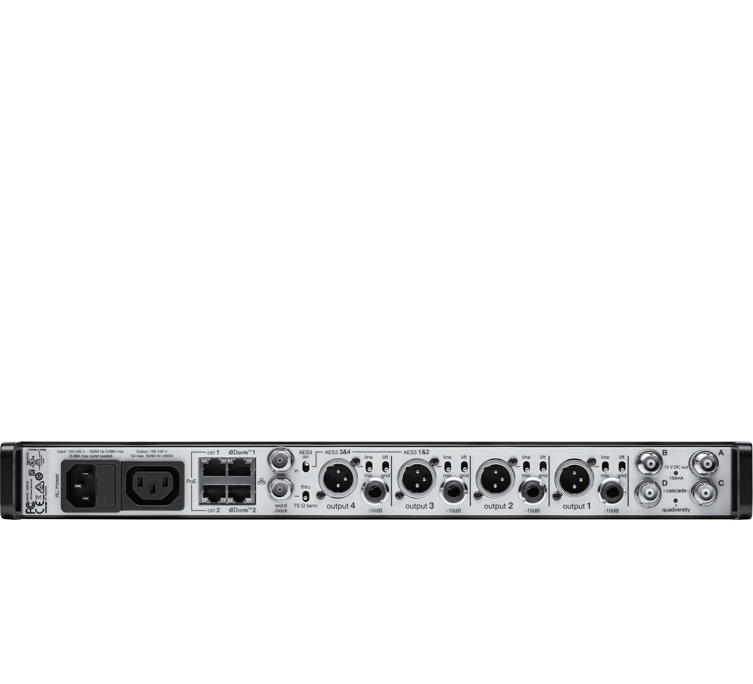 Shure AD4QE-A I Wireless Quad Channel Receiver (470-636 MHz)