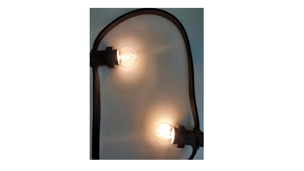 Festoon light | 20 m, 40 lamps, 50cm distance, black