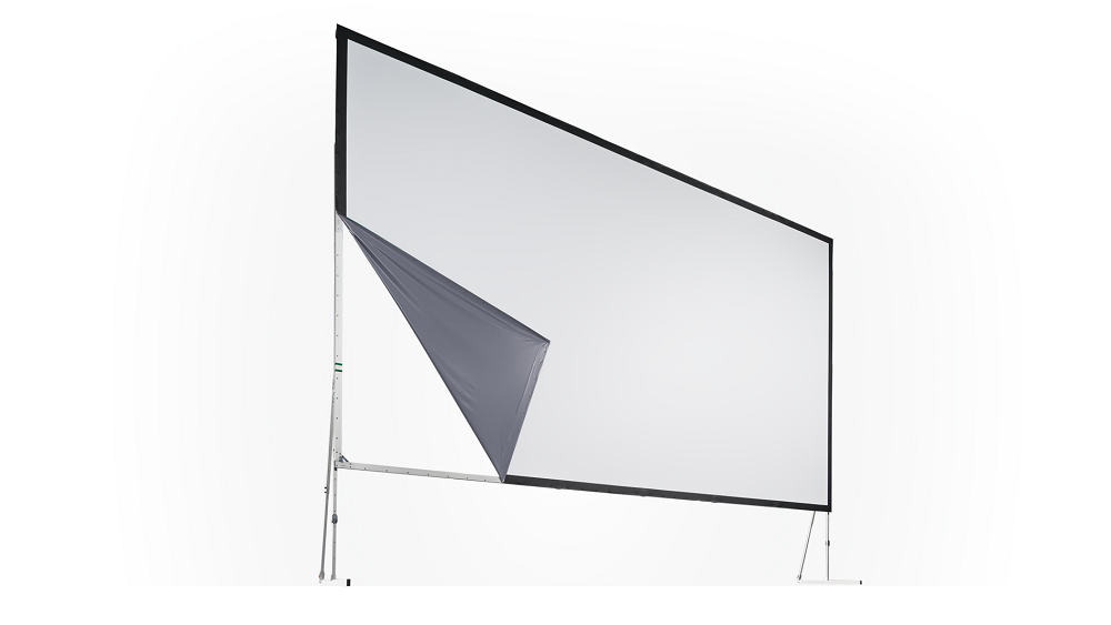AV Stumpfl Projection screen | 16:9, 800x450cm wide, rear + front + legs, Vario 64, black frame