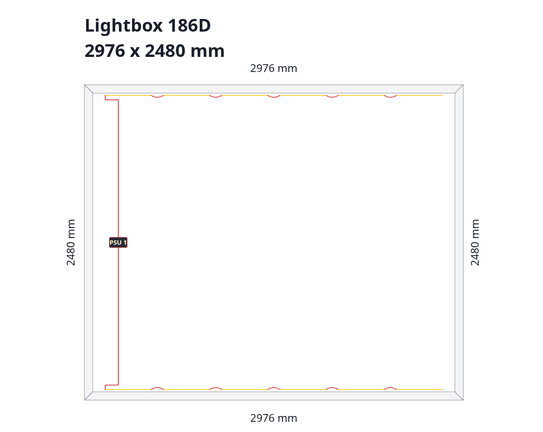 beMatrix Lightscreen 186D ljuslåda med sidobelysning  2976 x 2480 mm
