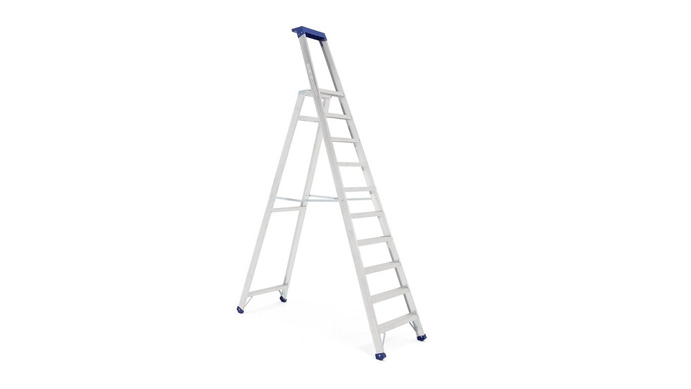 Trappstege blå med 10 steg, 230 cm plattformshöjd