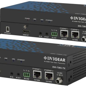 DVIGear 4K DisplayPort LC Fiber Extender TX and RX units for long distance video signal transmission.